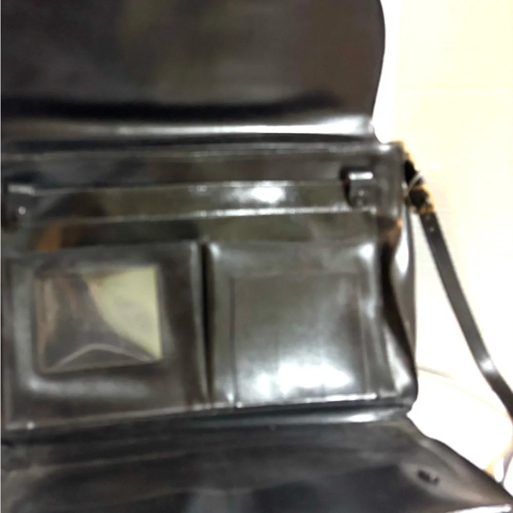 Vintage Black Leather Messenger Bag